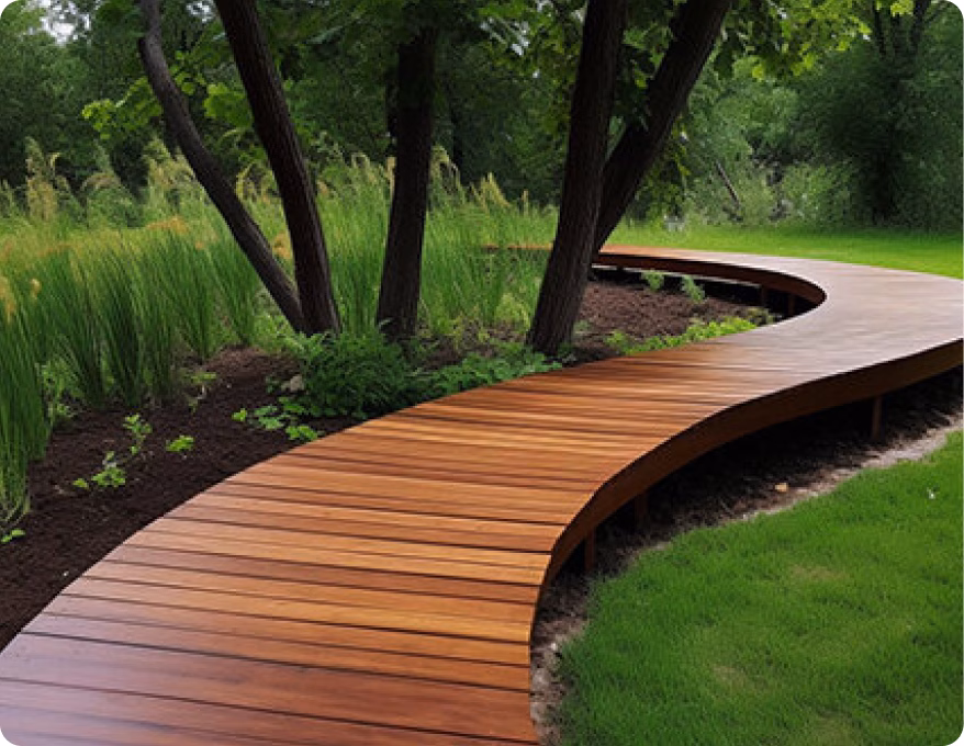 Wooden path in forest