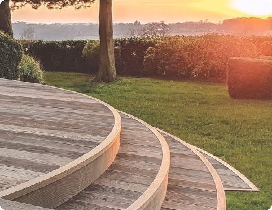 Curved wooden walkway